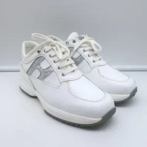 Hogan Interactive Glitter H Baskets Basses en Cuir Blanc Taille 34