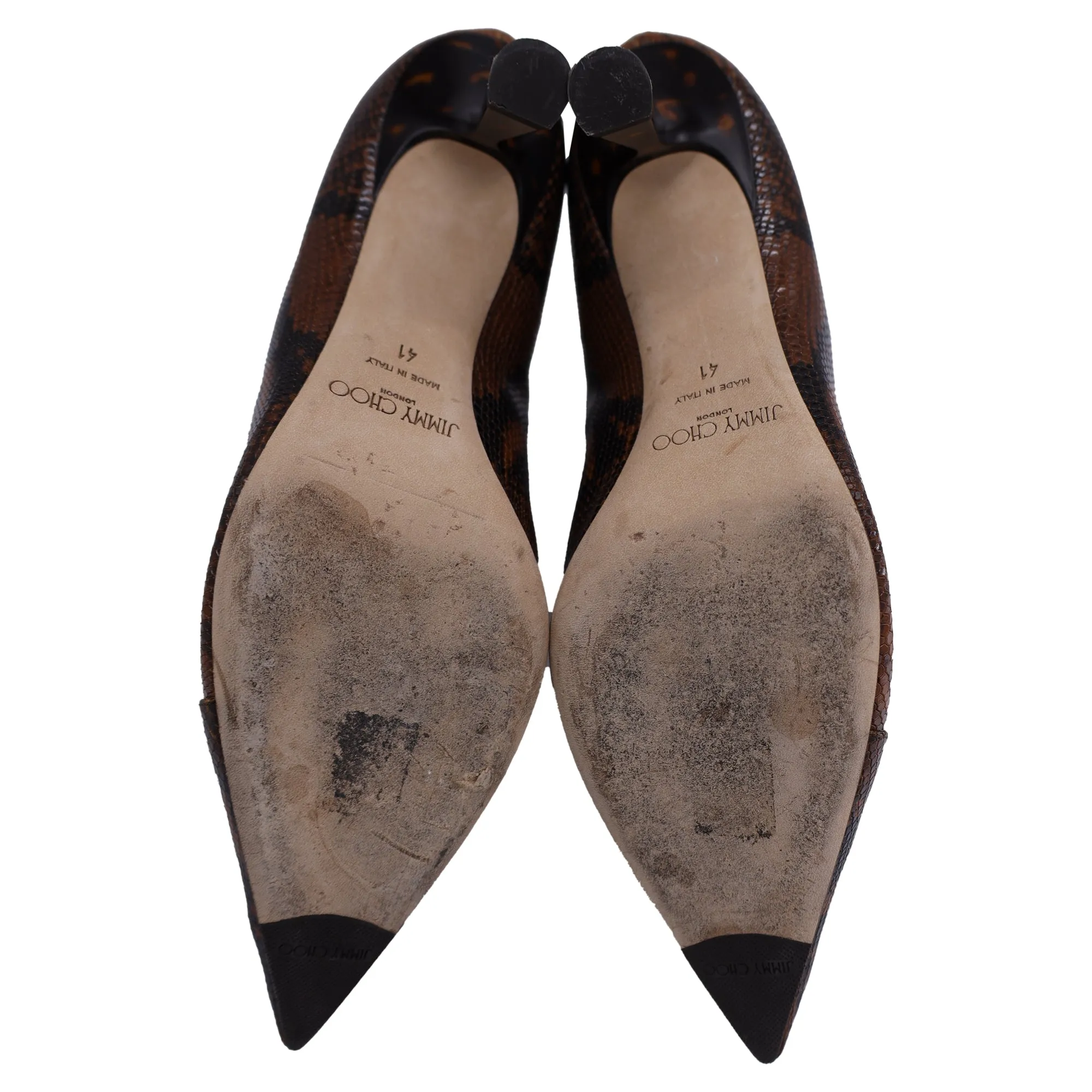 Jimmy Choo Kix Bottines en Cuir Marron à Imitation Serpent_Jimmy-Choo