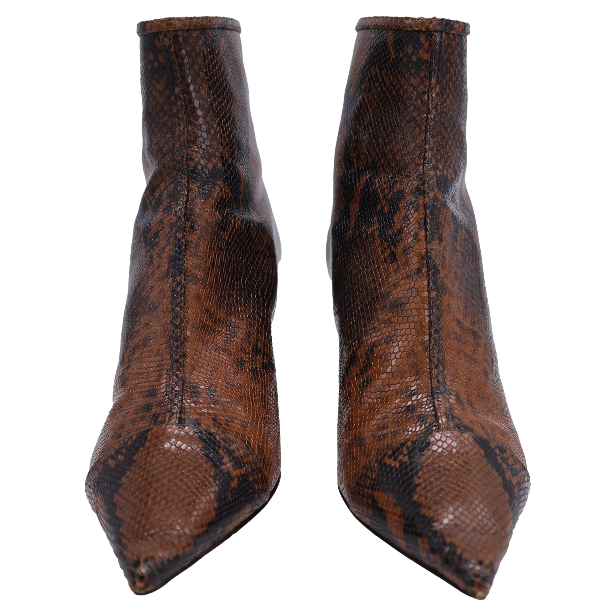 Jimmy Choo Kix Bottines en Cuir Marron à Imitation Serpent_Jimmy-Choo