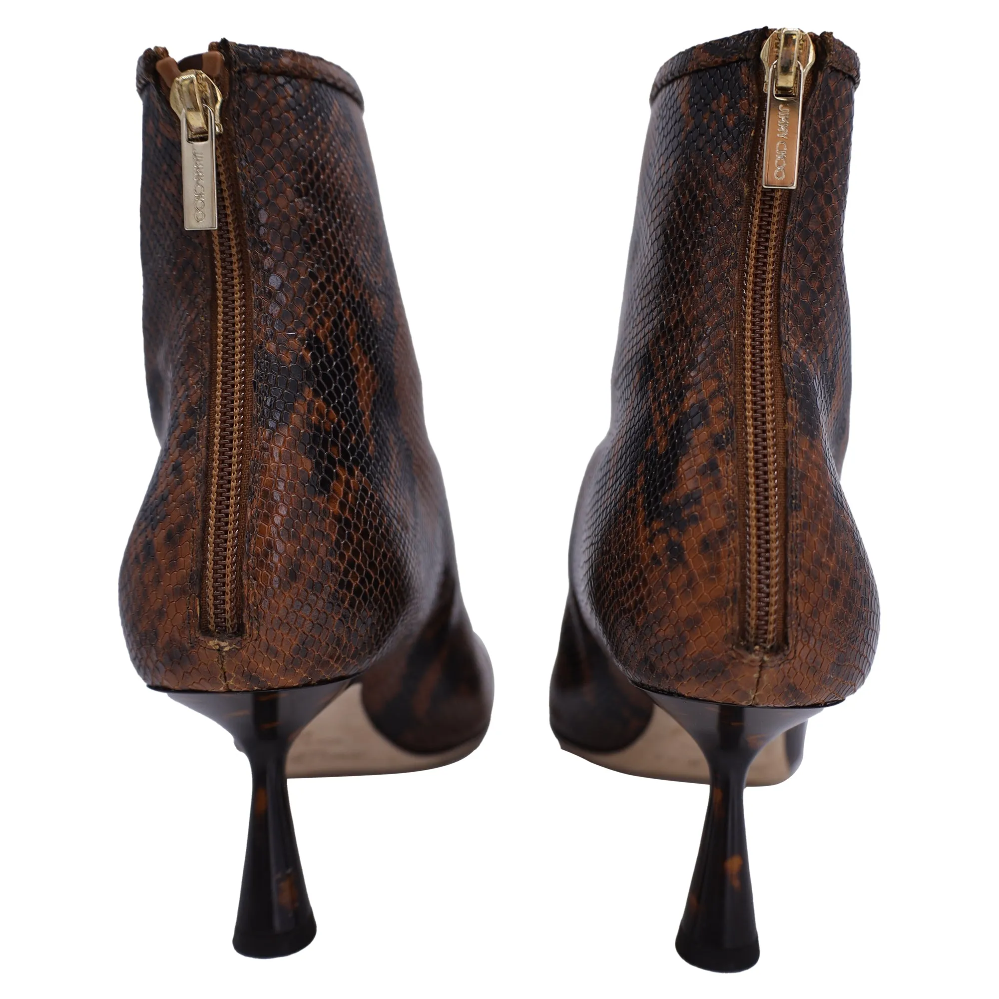 Jimmy Choo Kix Bottines en Cuir Marron à Imitation Serpent_Jimmy-Choo