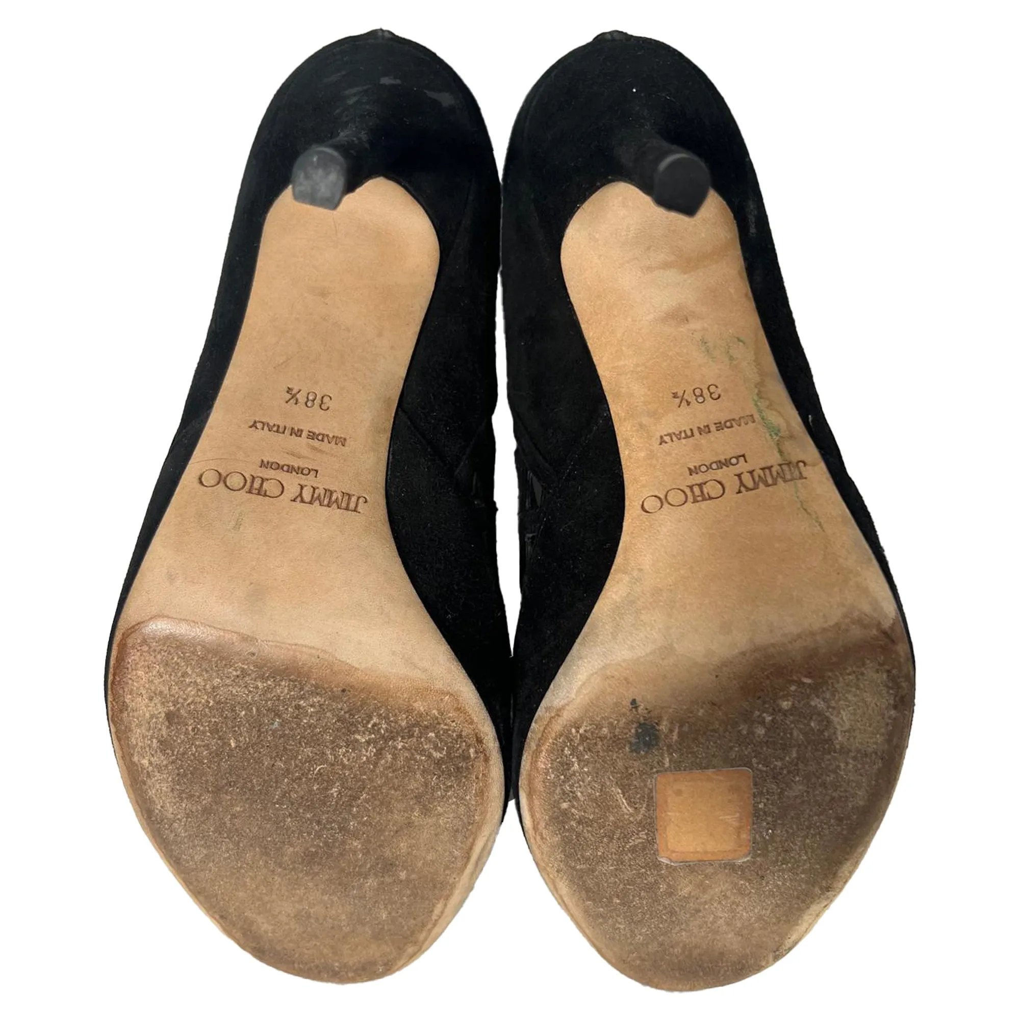 Bottes Jimmy Choo à bouts ouverts avec découpes laser en daim noir