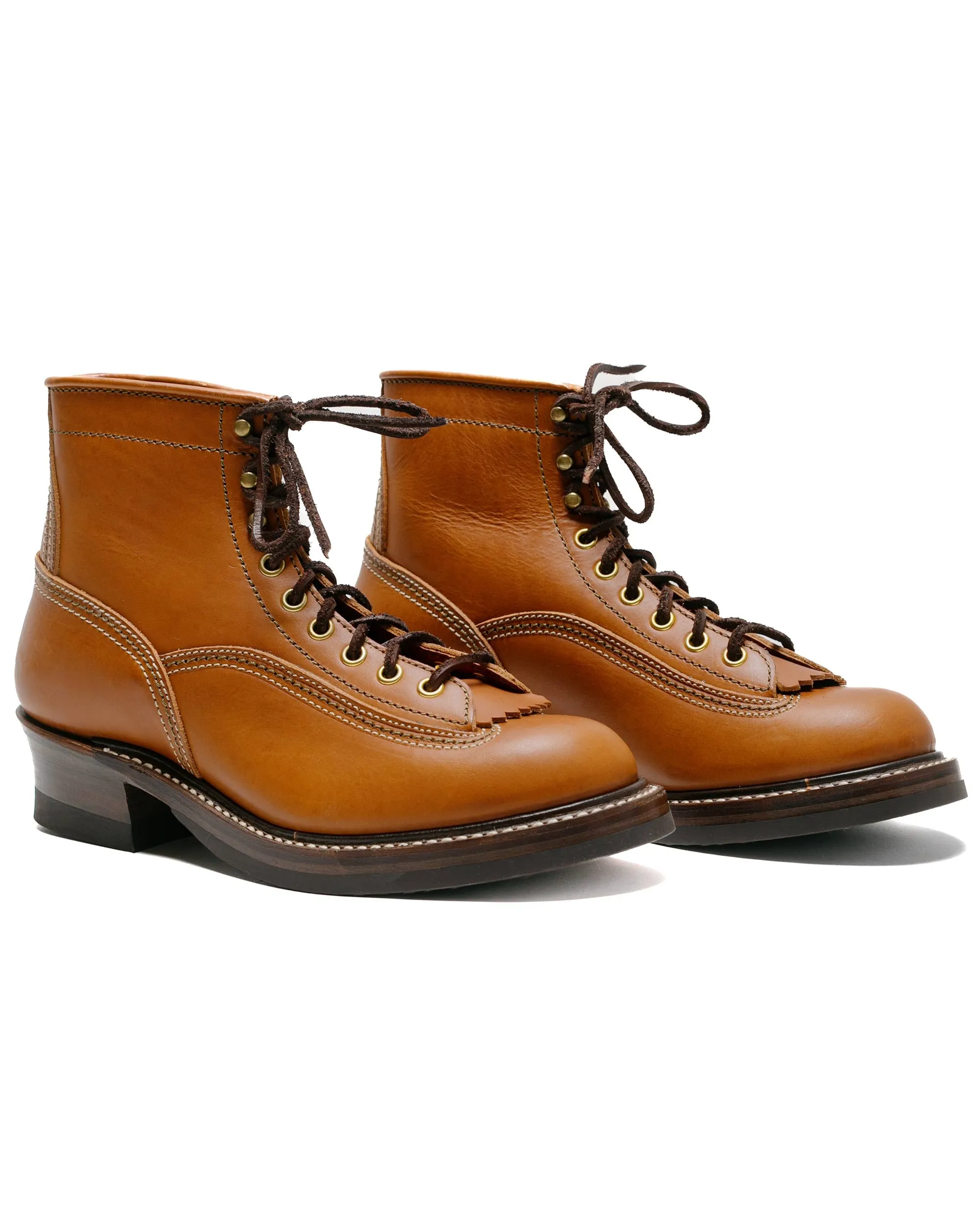 John Lofgren Bootmaker Bottes Donkey Puncher en cuir Badalassi Carlo cognac