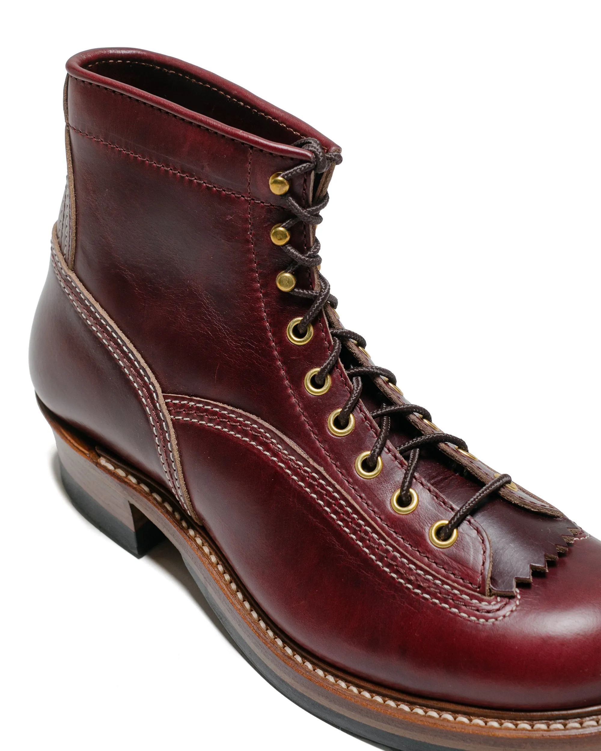 Bottes Donkey Puncher de John Lofgren Bootmaker en cuir Horween CXL bordeaux