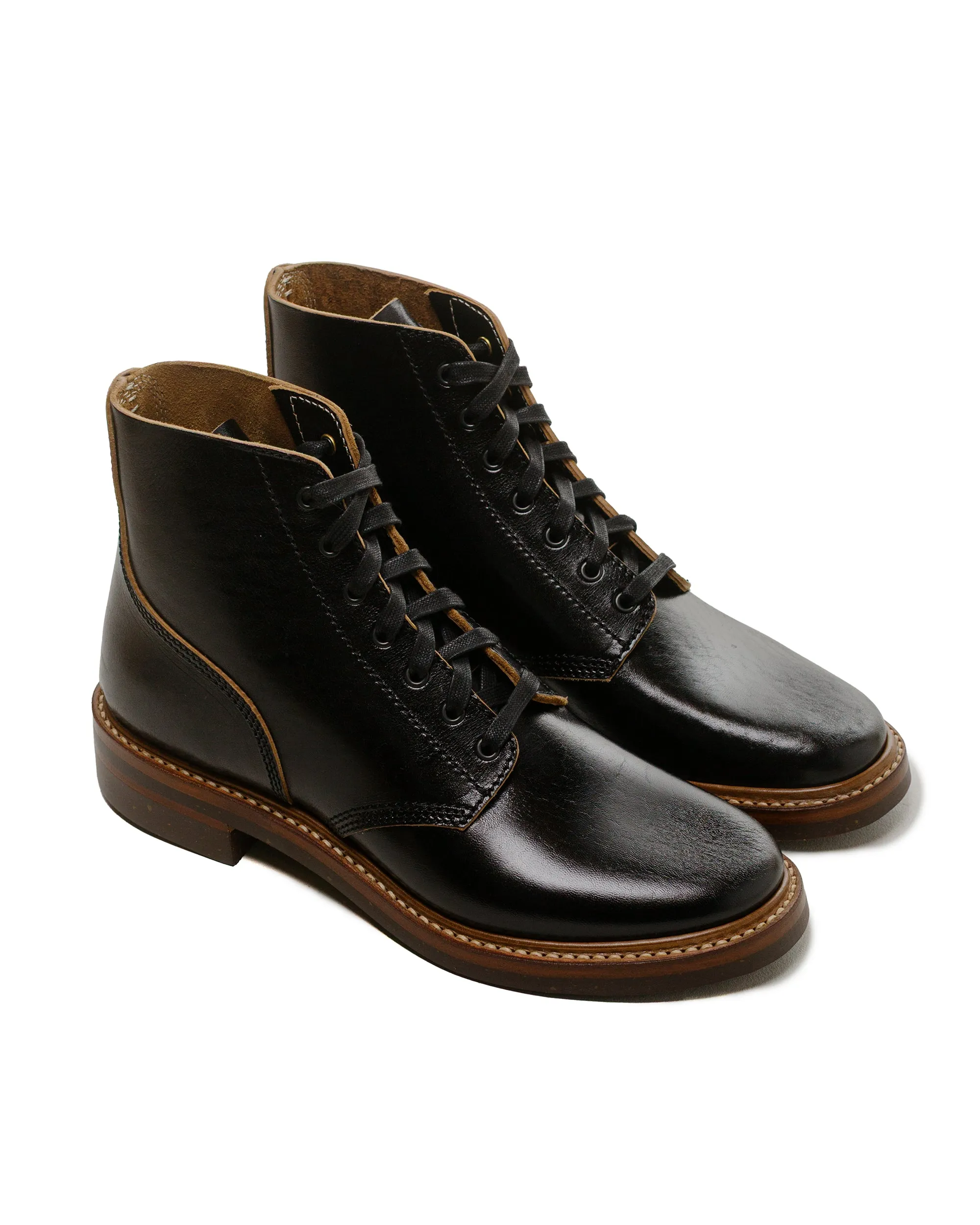 John Lofgren Bootmaker Chaussures de service M-43 en cuir Shinki Hikaku Noir/Thé-Cœur en croupe de cheval