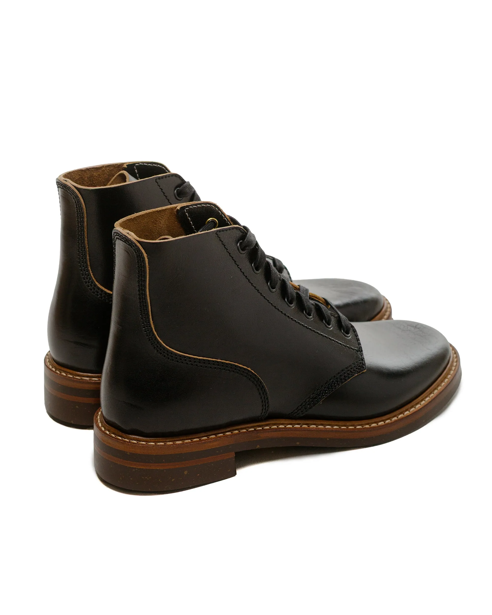 John Lofgren Bootmaker Chaussures de service M-43 en cuir Shinki Hikaku Noir/Thé-Cœur en croupe de cheval