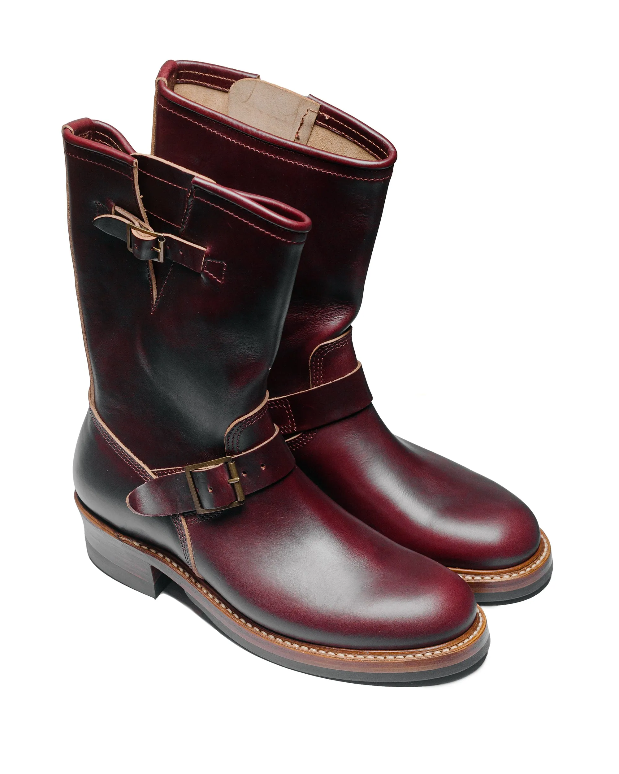 John Lofgren Bootmaker Bottes d'ingénieur Wabash en cuir Horween CXL Bordeau