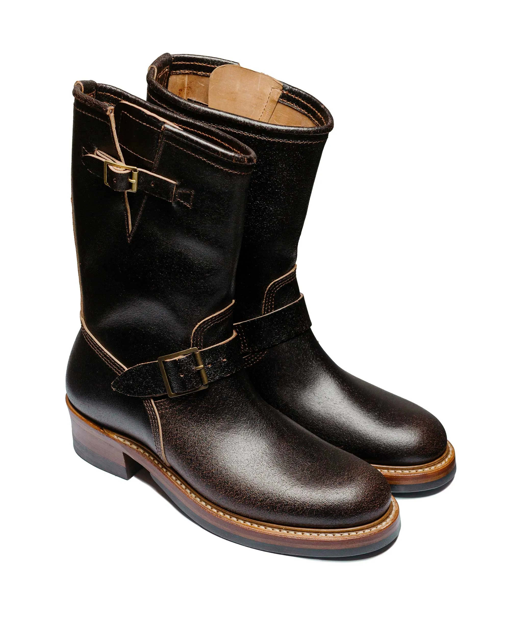 John Lofgren Bootmaker Bottes d'Ingénieur Wabash en Cuir Ciré Horween Marron Foncé