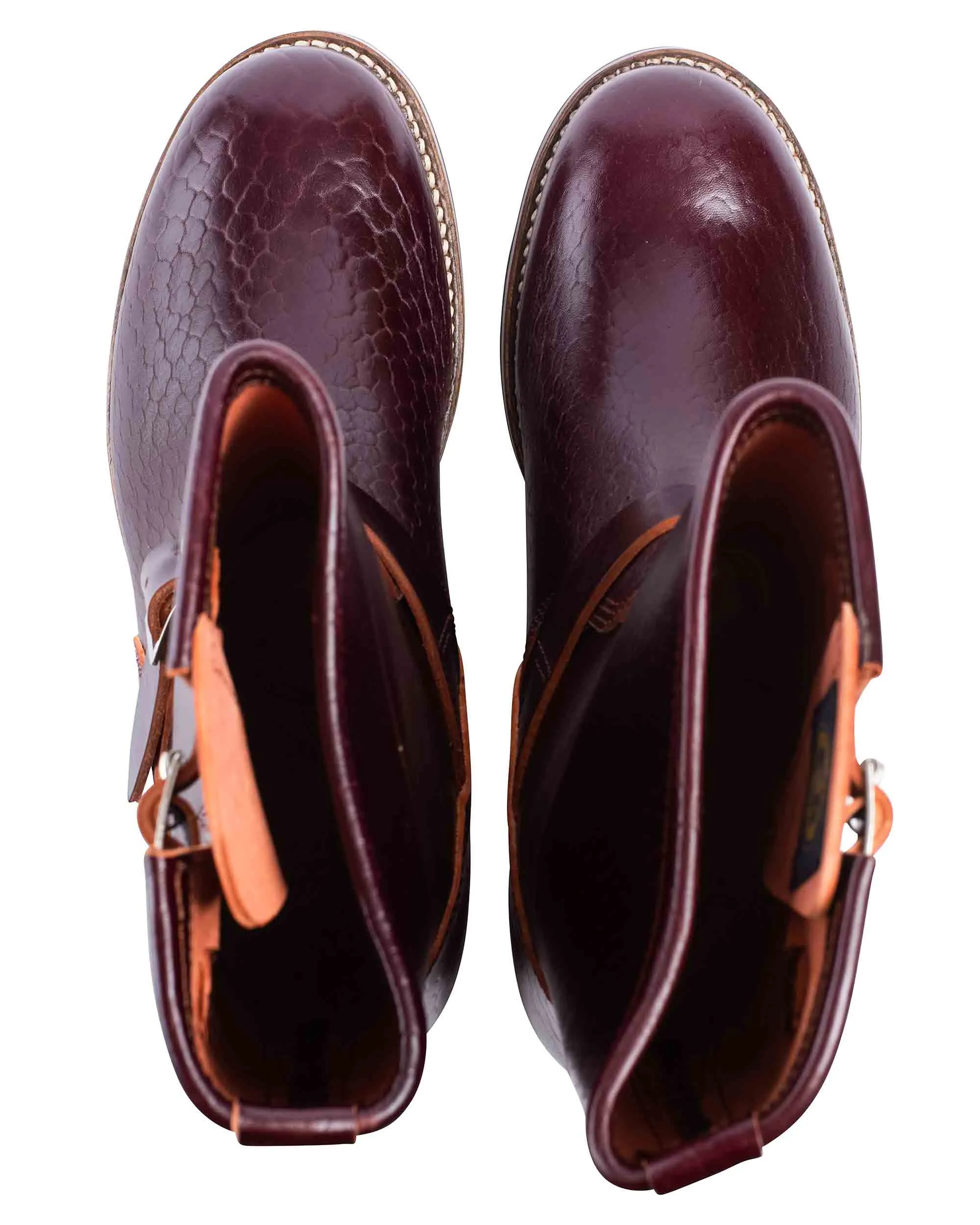 John Lofgren Bootmaker Bottes d'ingénieur Wabash en cuir Shinki Hikaku Horsebutt Bourgogne