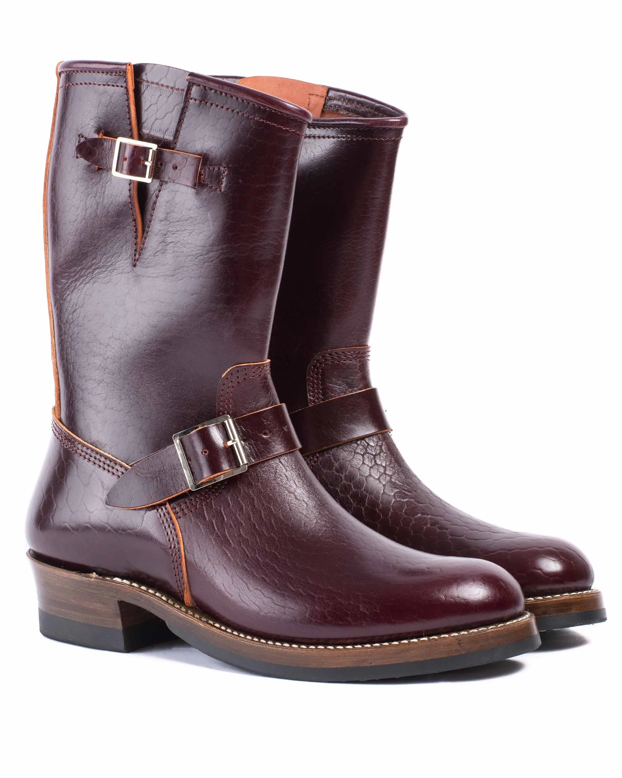 John Lofgren Bootmaker Bottes d'ingénieur Wabash en cuir Shinki Hikaku Horsebutt Bourgogne