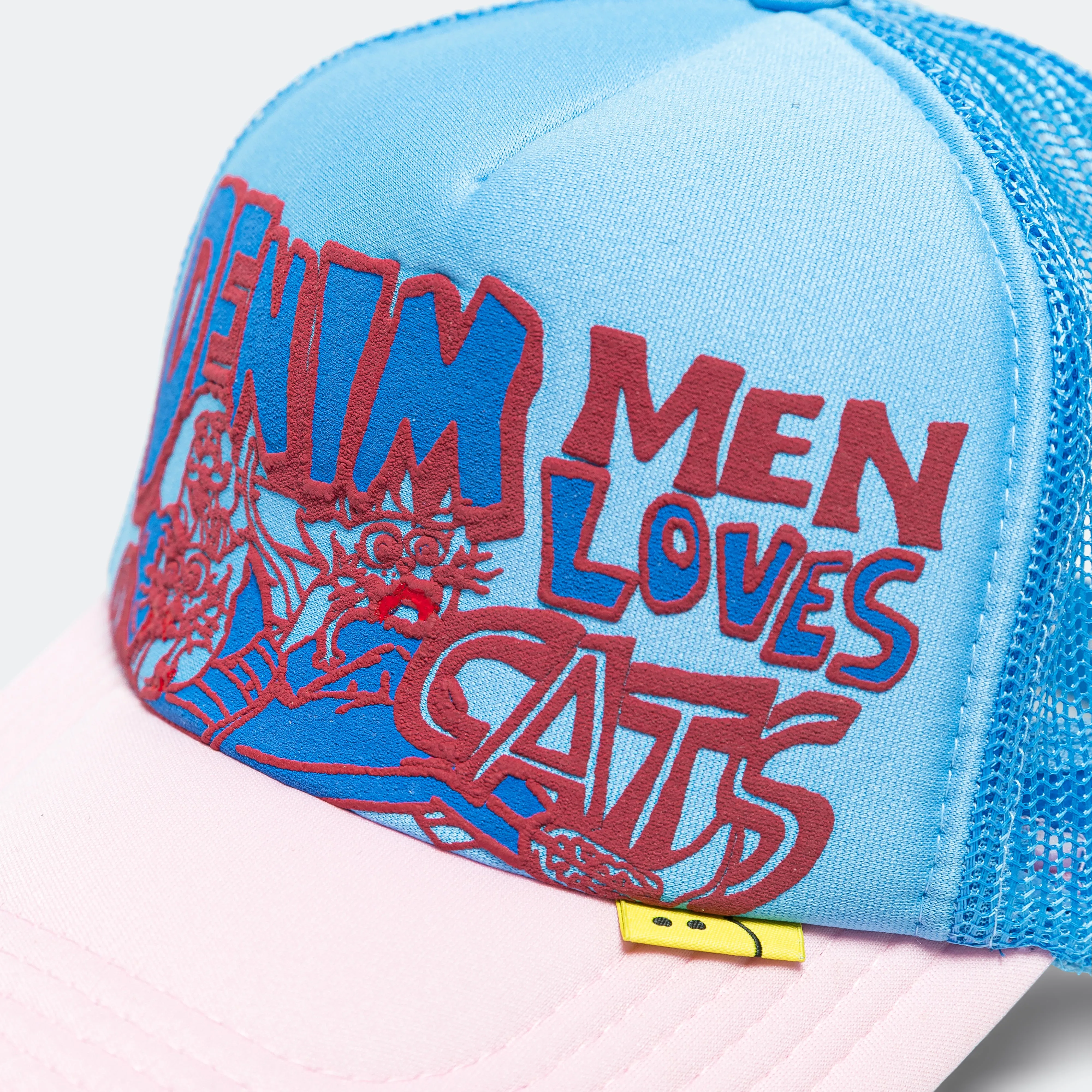 Casquette Trucker Kapital Clothing DENIM HOMME AMOUR CHATS - Saxe/Rose