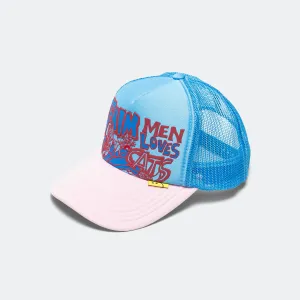 Casquette Trucker Kapital Clothing DENIM HOMME AMOUR CHATS - Saxe/Rose