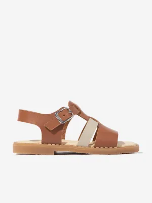 Sandales en cuir pour enfants en marron
