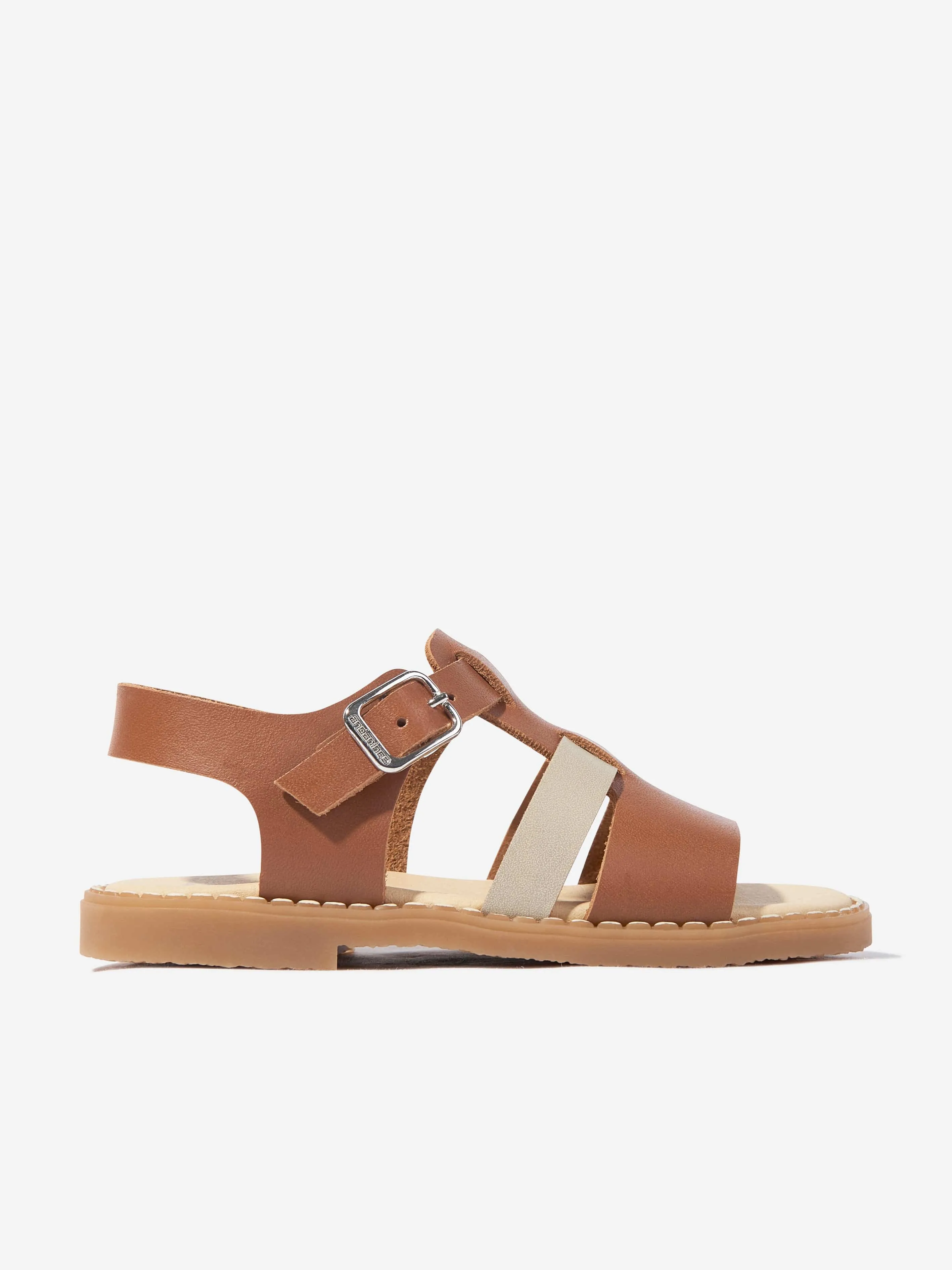 Sandales en cuir pour enfants en marron