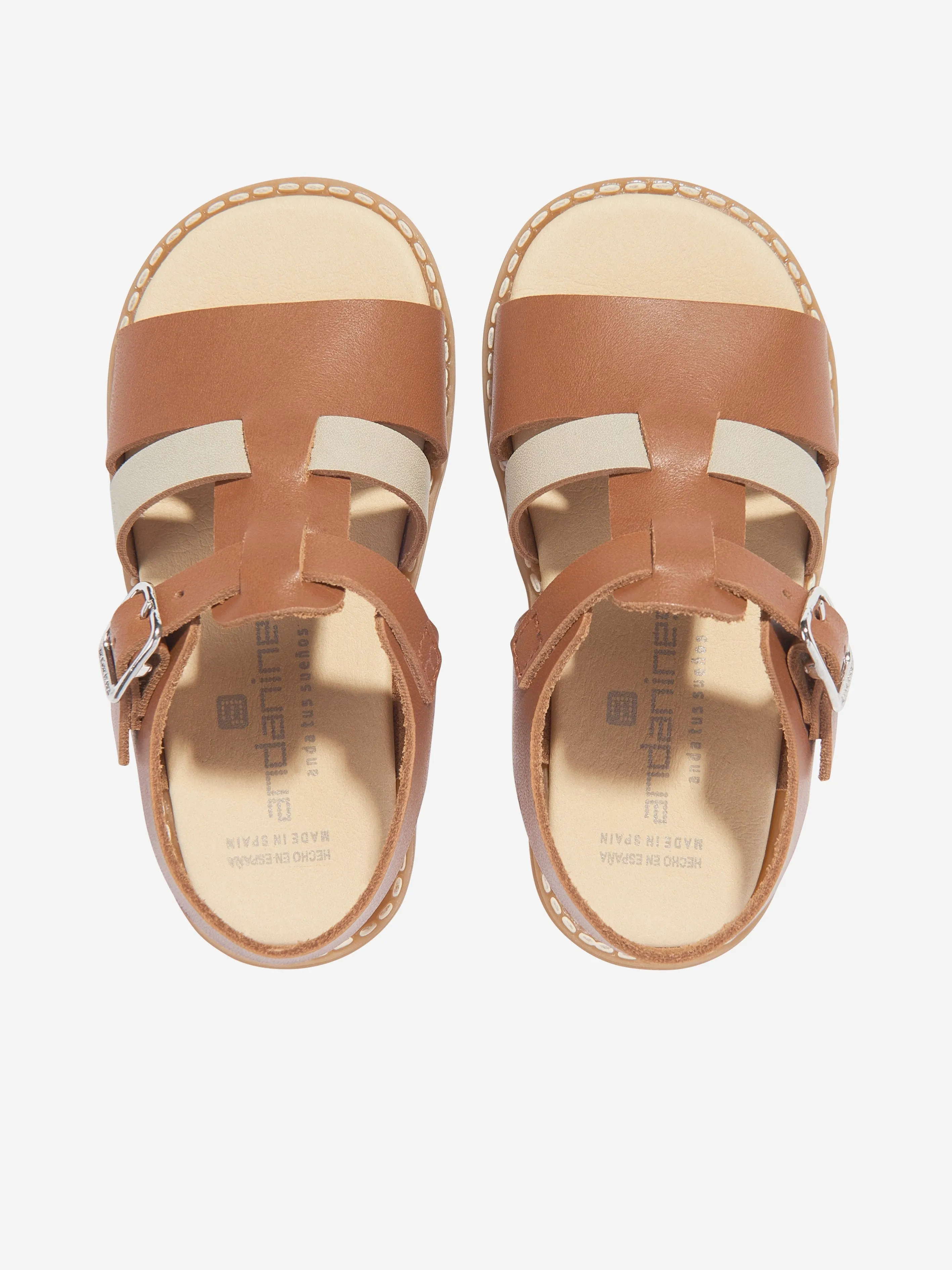 Sandales en cuir pour enfants en marron