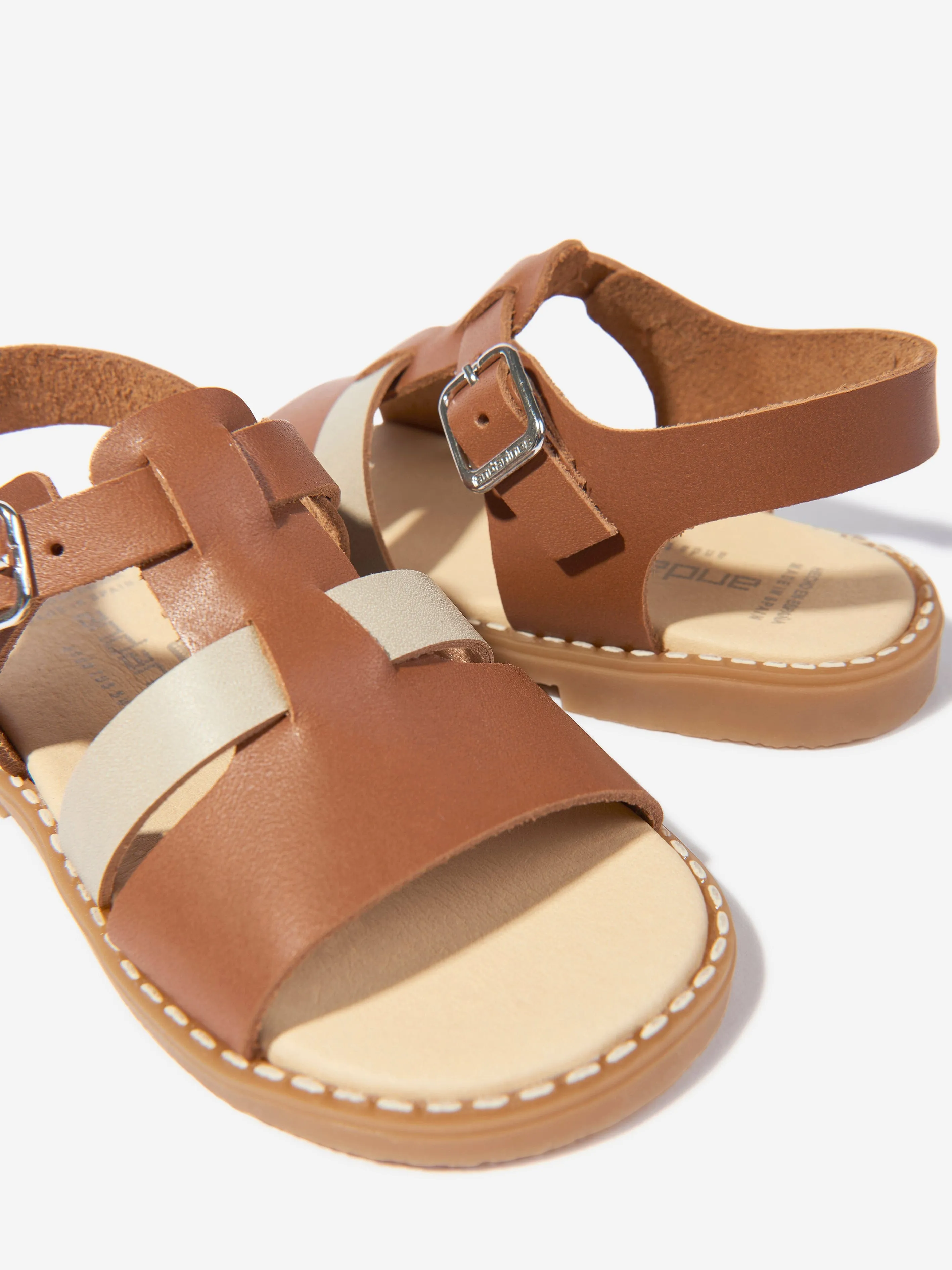 Sandales en cuir pour enfants en marron