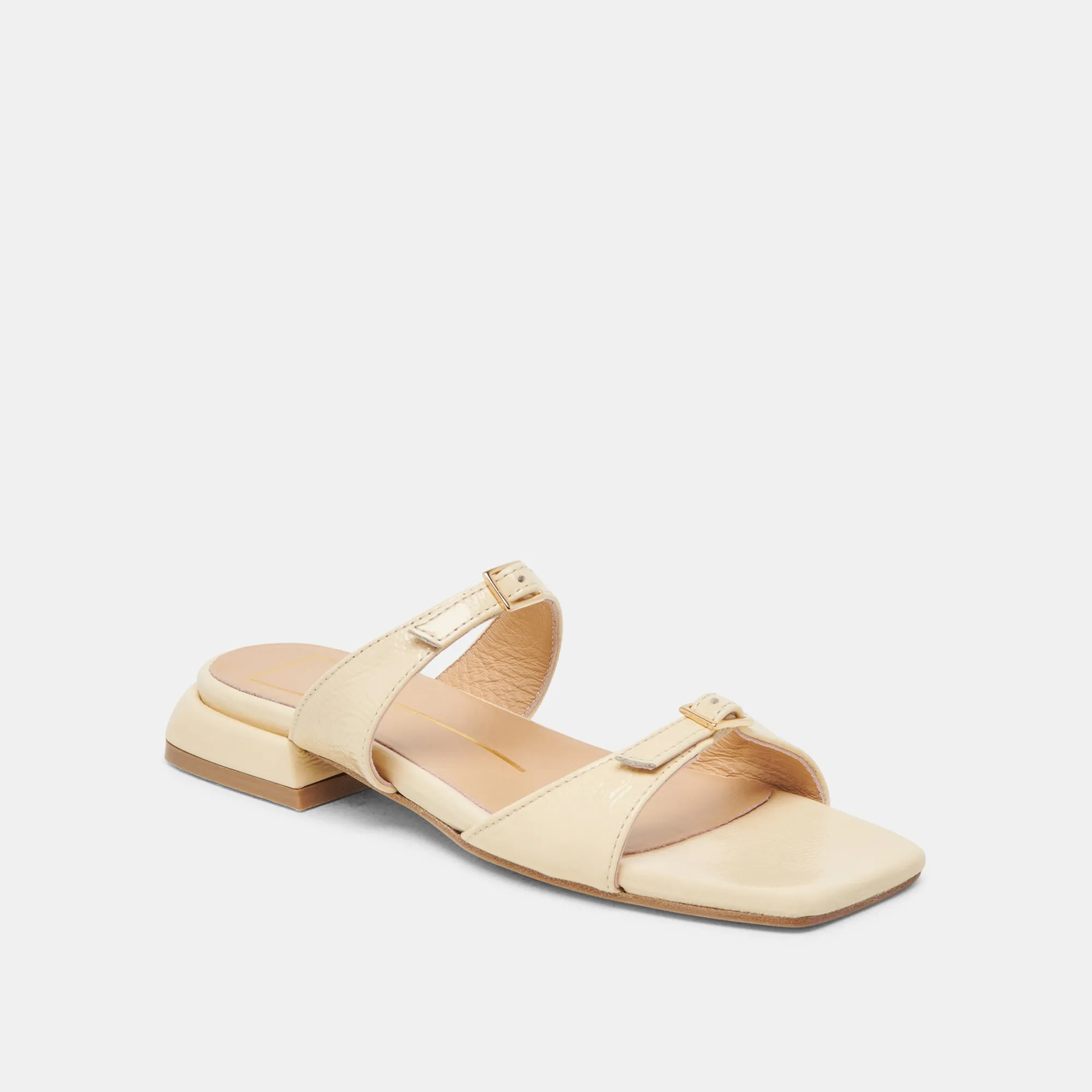 SANDALES LAVERN JAUNE CLAIR EN CUIR GRAINÉ BRILLANT