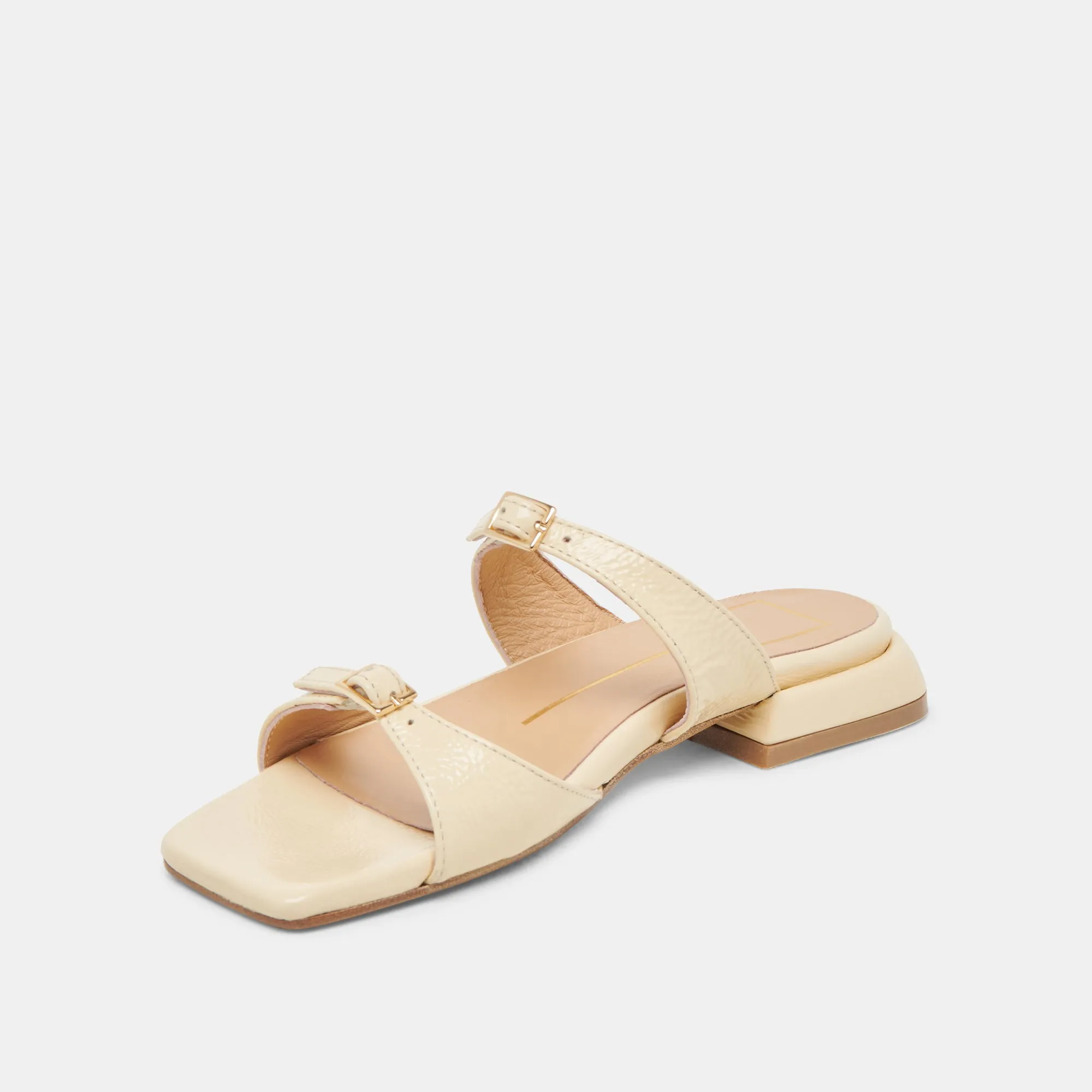 SANDALES LAVERN JAUNE CLAIR EN CUIR GRAINÉ BRILLANT