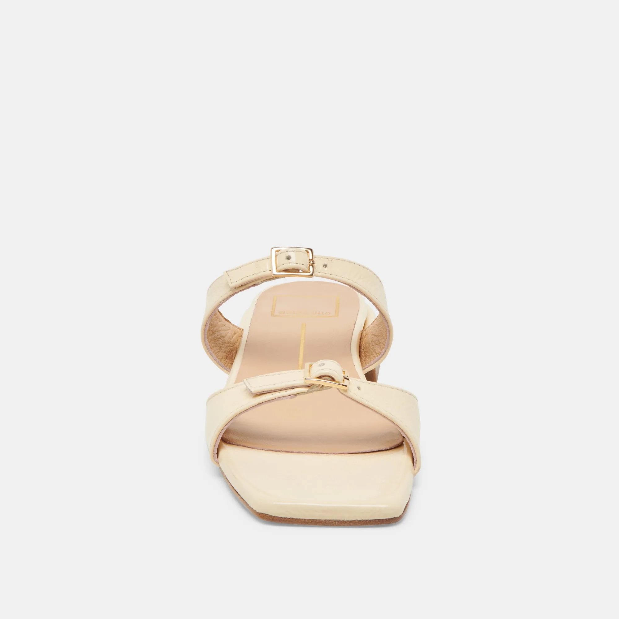 SANDALES LAVERN JAUNE CLAIR EN CUIR GRAINÉ BRILLANT