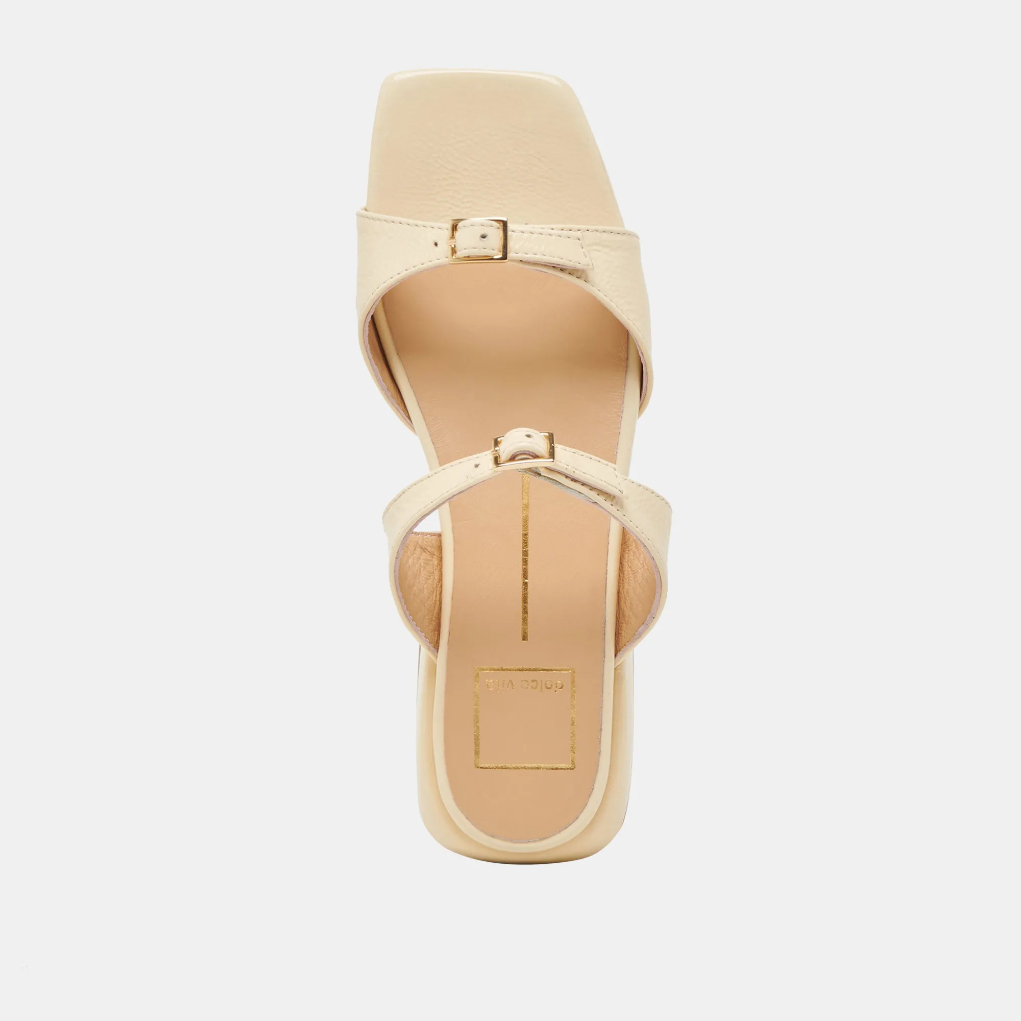 SANDALES LAVERN JAUNE CLAIR EN CUIR GRAINÉ BRILLANT