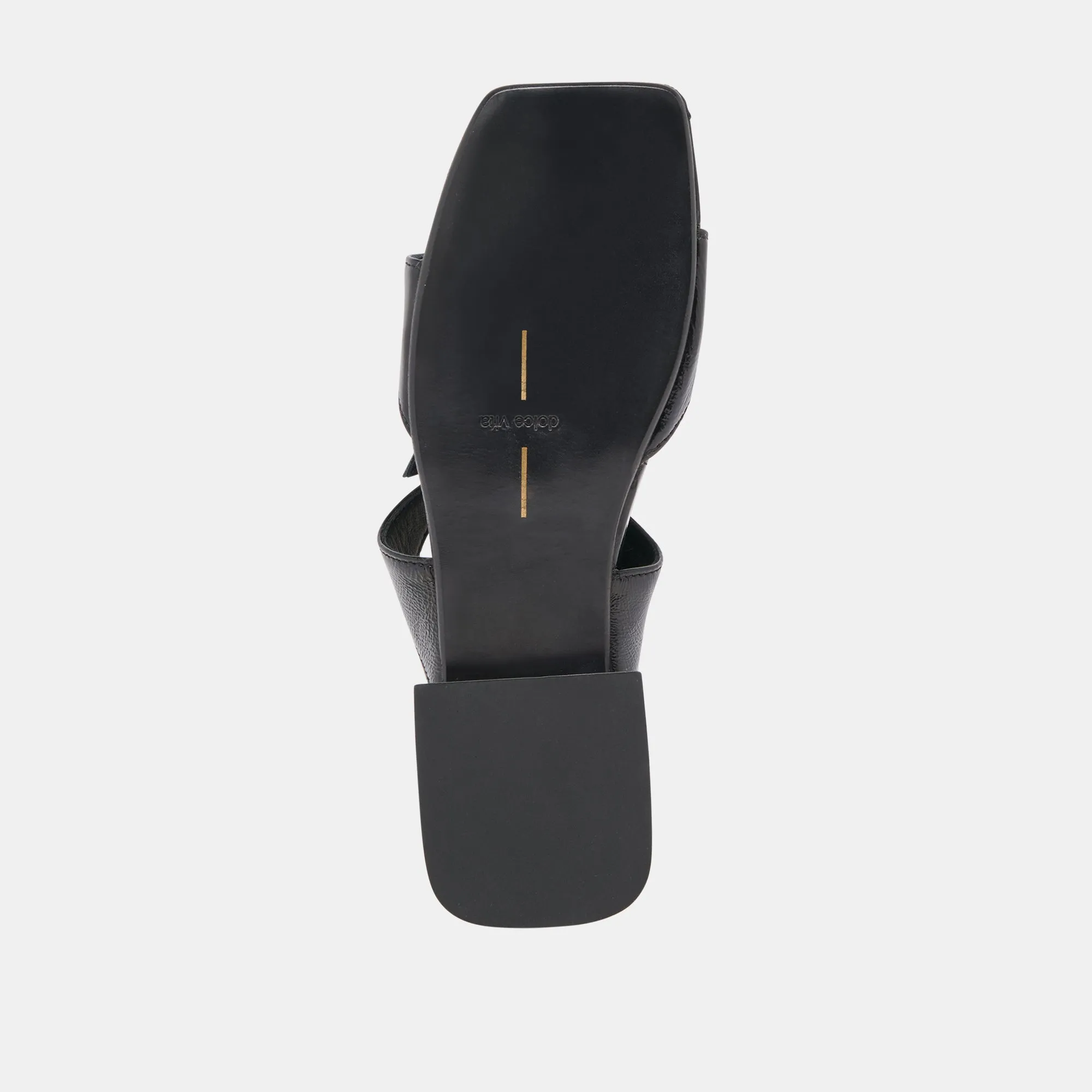 SANDALES LAVERN MIDNIGHT EN CUIR VERNI FROISSÉ