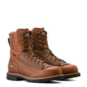 Botte waterproof à embout souple Longview Shock Shield 8 pouces couleur marron cuivré