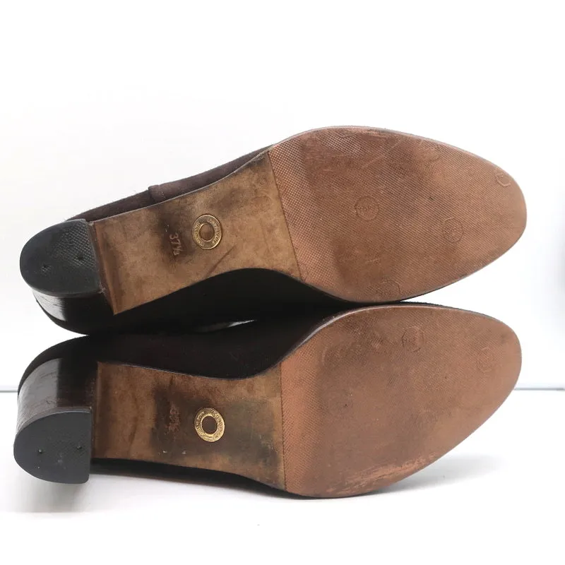 Bottes à mi-hauteur Loro Piana en daim avec garniture en cuir brun foncé Taille 37.5