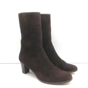 Bottes à mi-hauteur Loro Piana en daim avec garniture en cuir brun foncé Taille 37.5