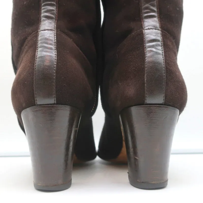 Bottes à mi-hauteur Loro Piana en daim avec garniture en cuir brun foncé Taille 37.5