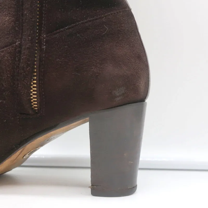 Bottes à mi-hauteur Loro Piana en daim avec garniture en cuir brun foncé Taille 37.5