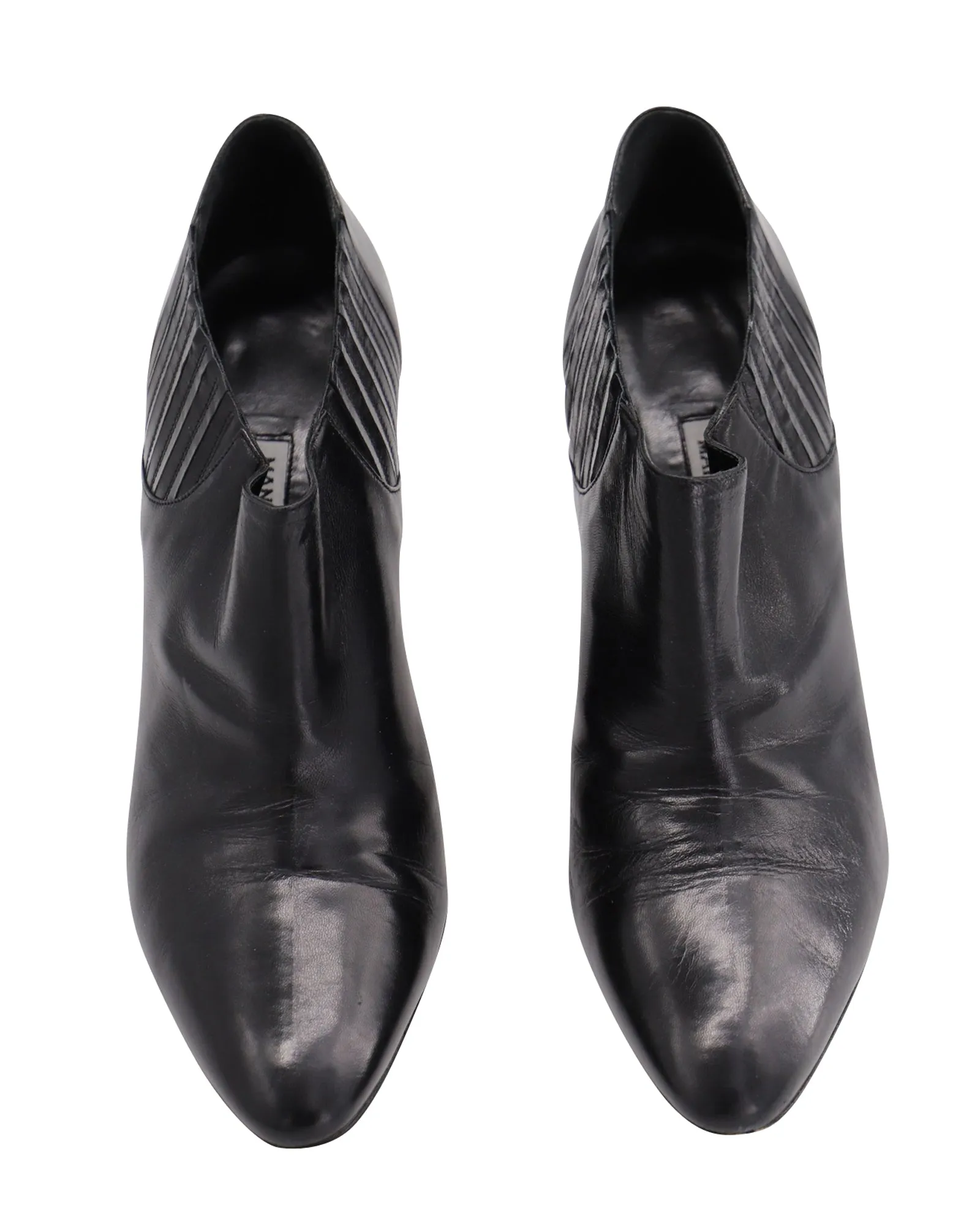 Manolo Blahnik Bottine Livrea Gore en Cuir Noir