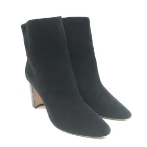 Bottes cheville Rosie Manolo Blahnik en cuir noir et daim taille 35.5