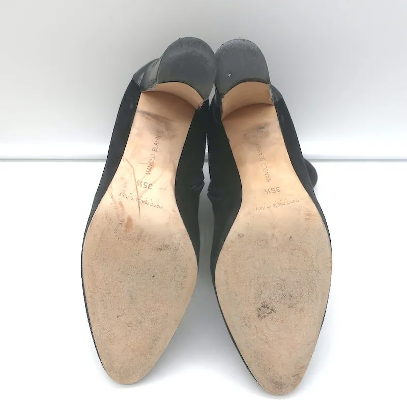 Bottes cheville Rosie Manolo Blahnik en cuir noir et daim taille 35.5