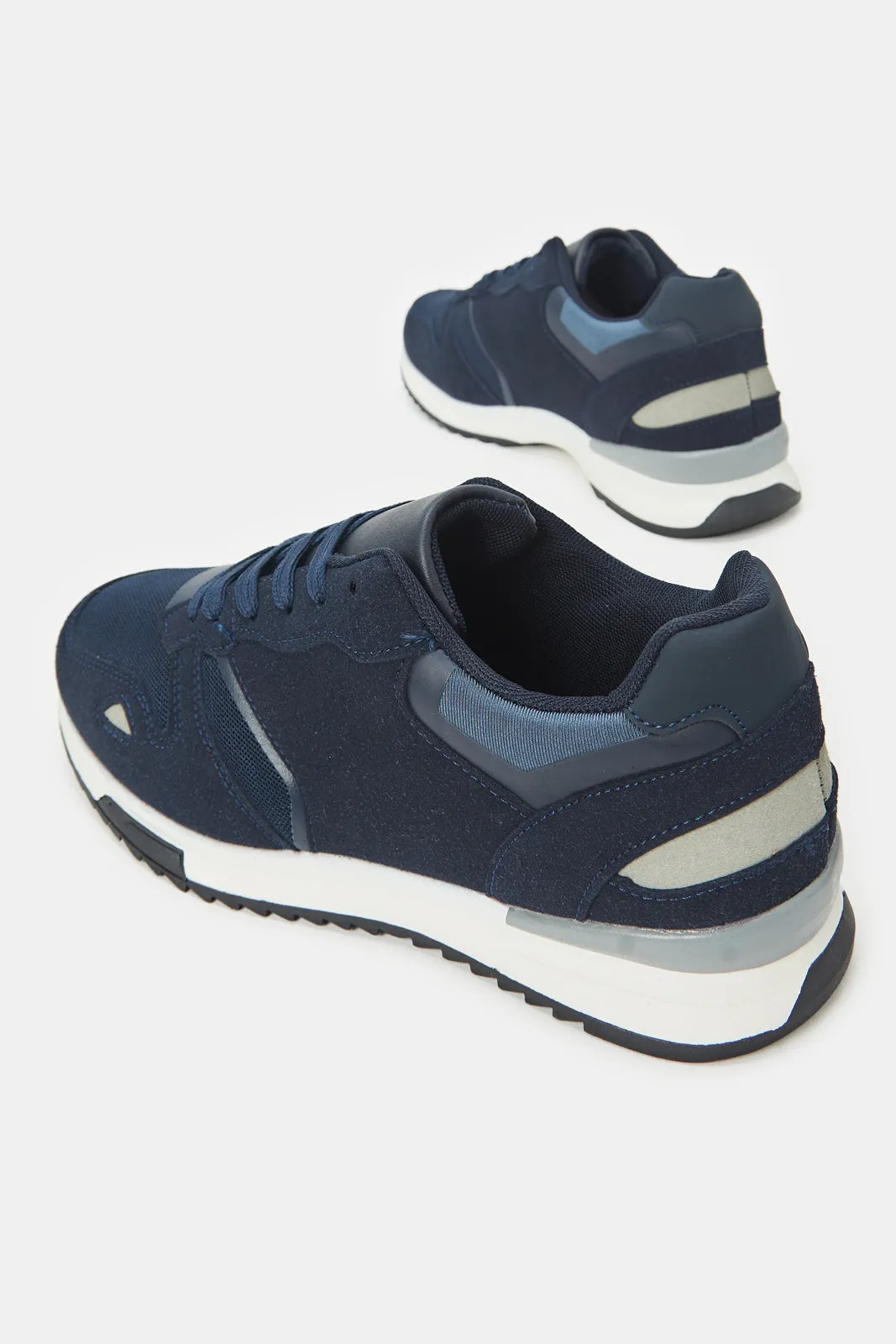 Baskets à lacets pour hommes avec empiècements bleu marine