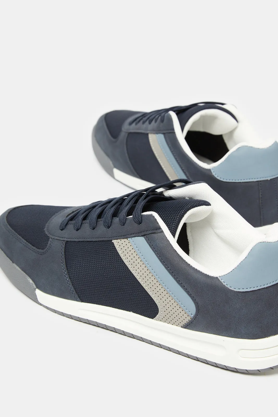 Baskets rayées marine pour homme