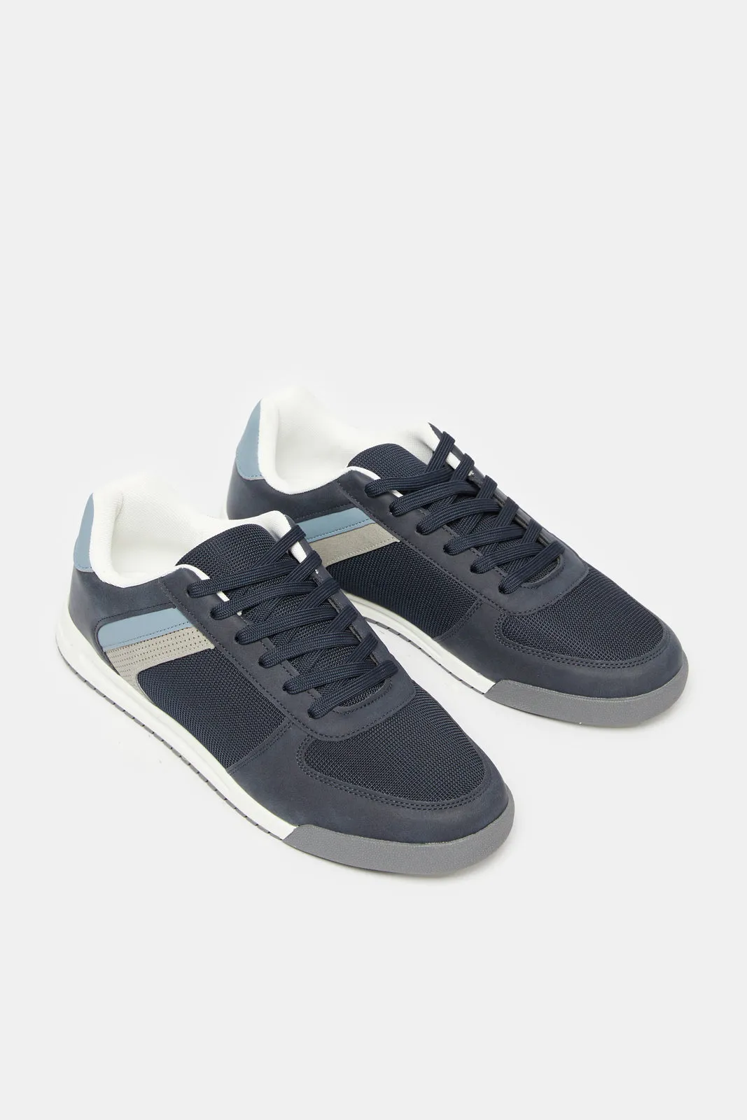 Baskets rayées marine pour homme