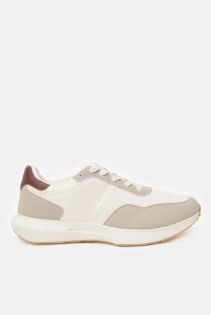 Baskets blanches en bloc de matière pour hommes