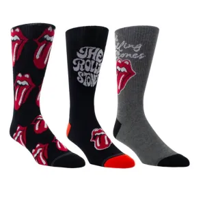 3 paires de chaussettes The Rolling Stones assorties pour hommes en noir/noir/gris