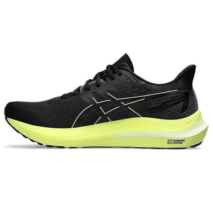 Asics GT-2000 12 pour Homme Noir/Jaune Fluorescent