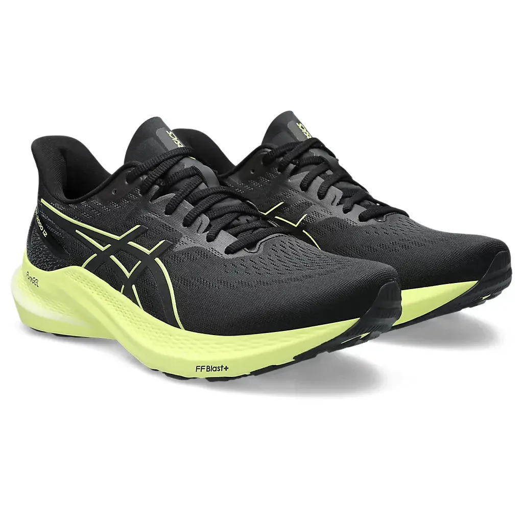 Asics GT-2000 12 pour Homme Noir/Jaune Fluorescent
