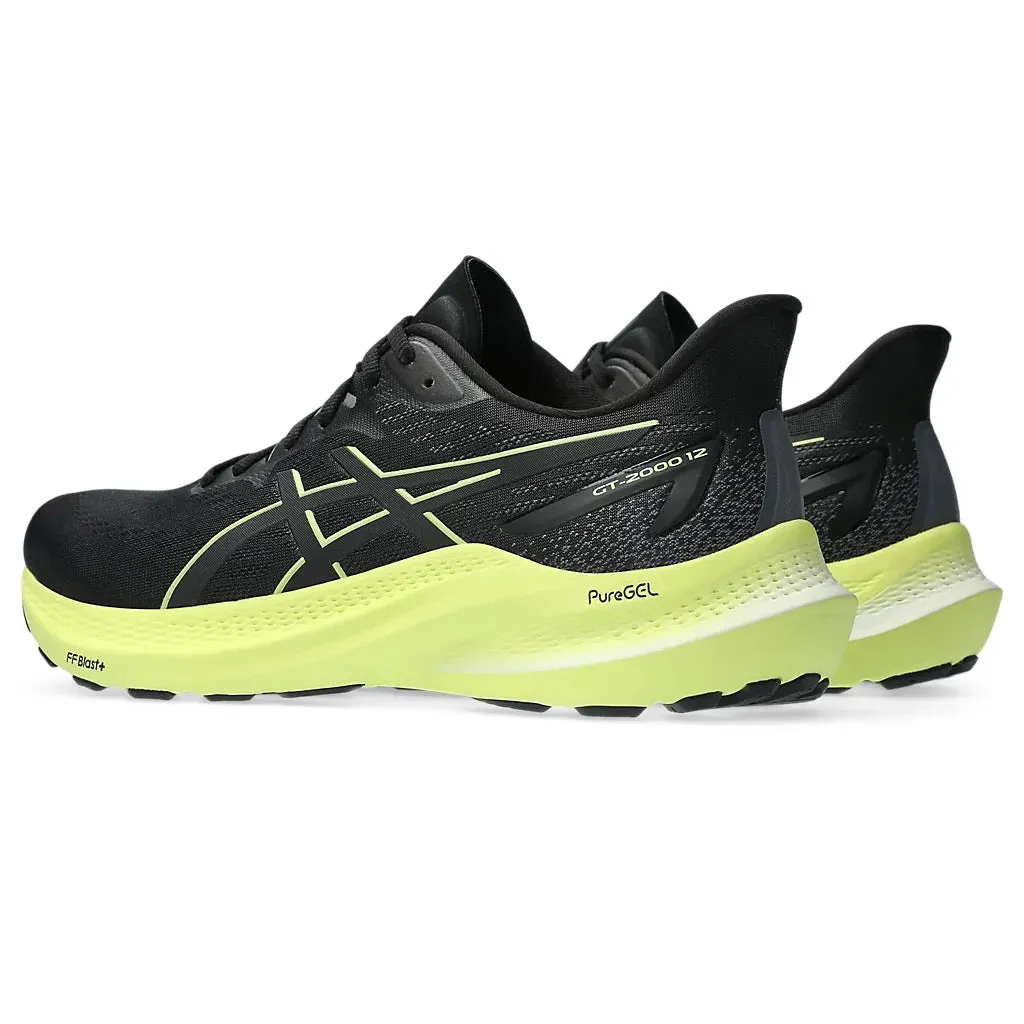Asics GT-2000 12 pour Homme Noir/Jaune Fluorescent