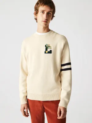 Pull brodé avec logo de marque pour homme, Beige