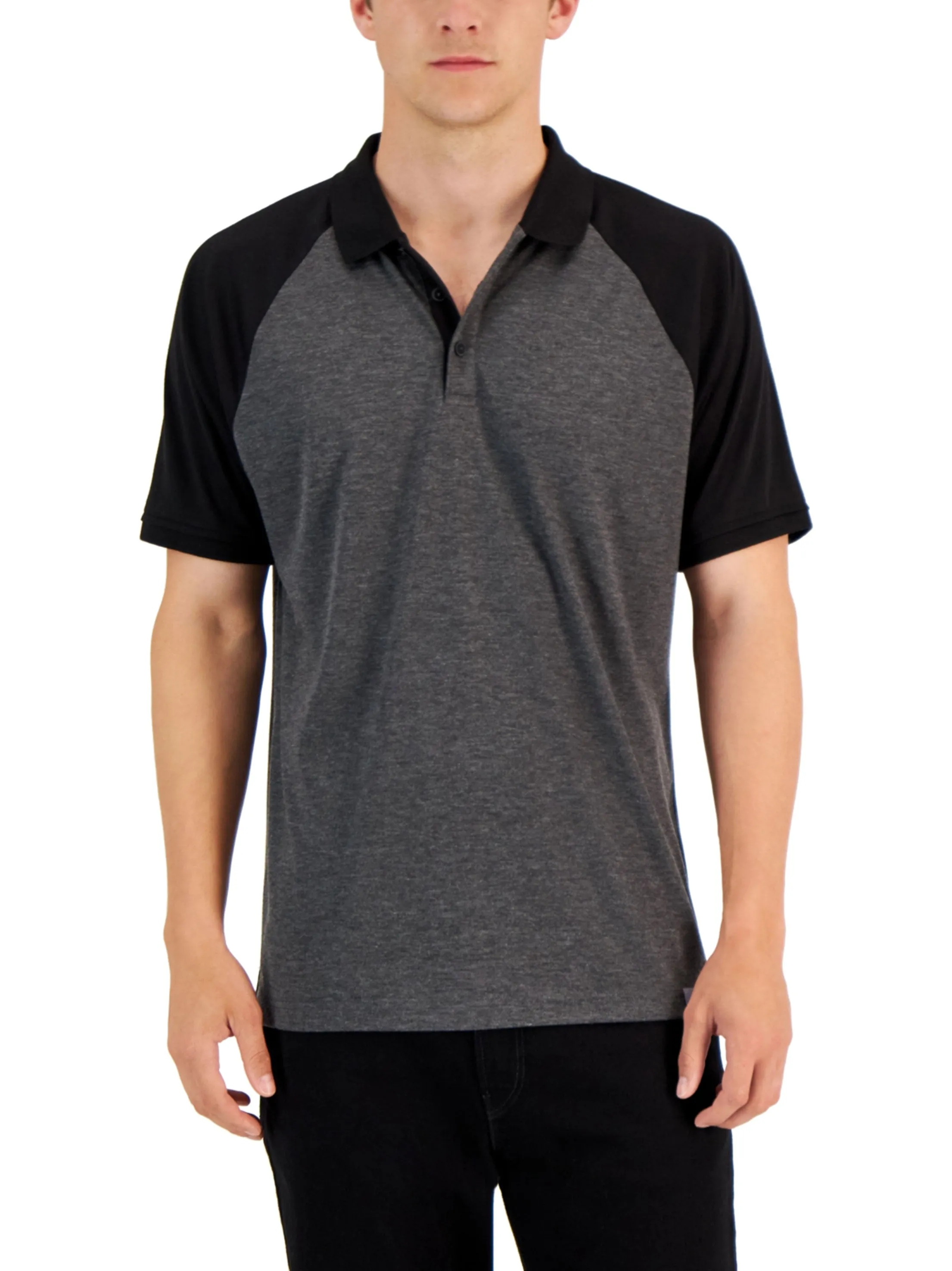 Polo pour Homme à Motifs de Couleur, Gris Foncé/Noir