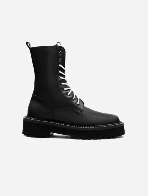 Bottes véganes pour hommes Combat Workers en cuir de cactus Desserto® | Noir