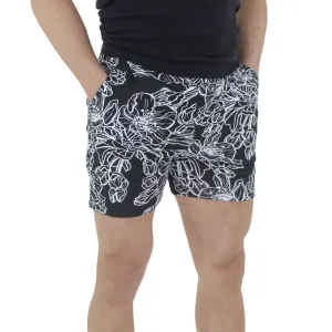 Short en coton floral pour homme, Noir
