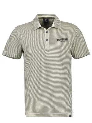 Haut Henley rayé brodé graphique pour homme, Beige