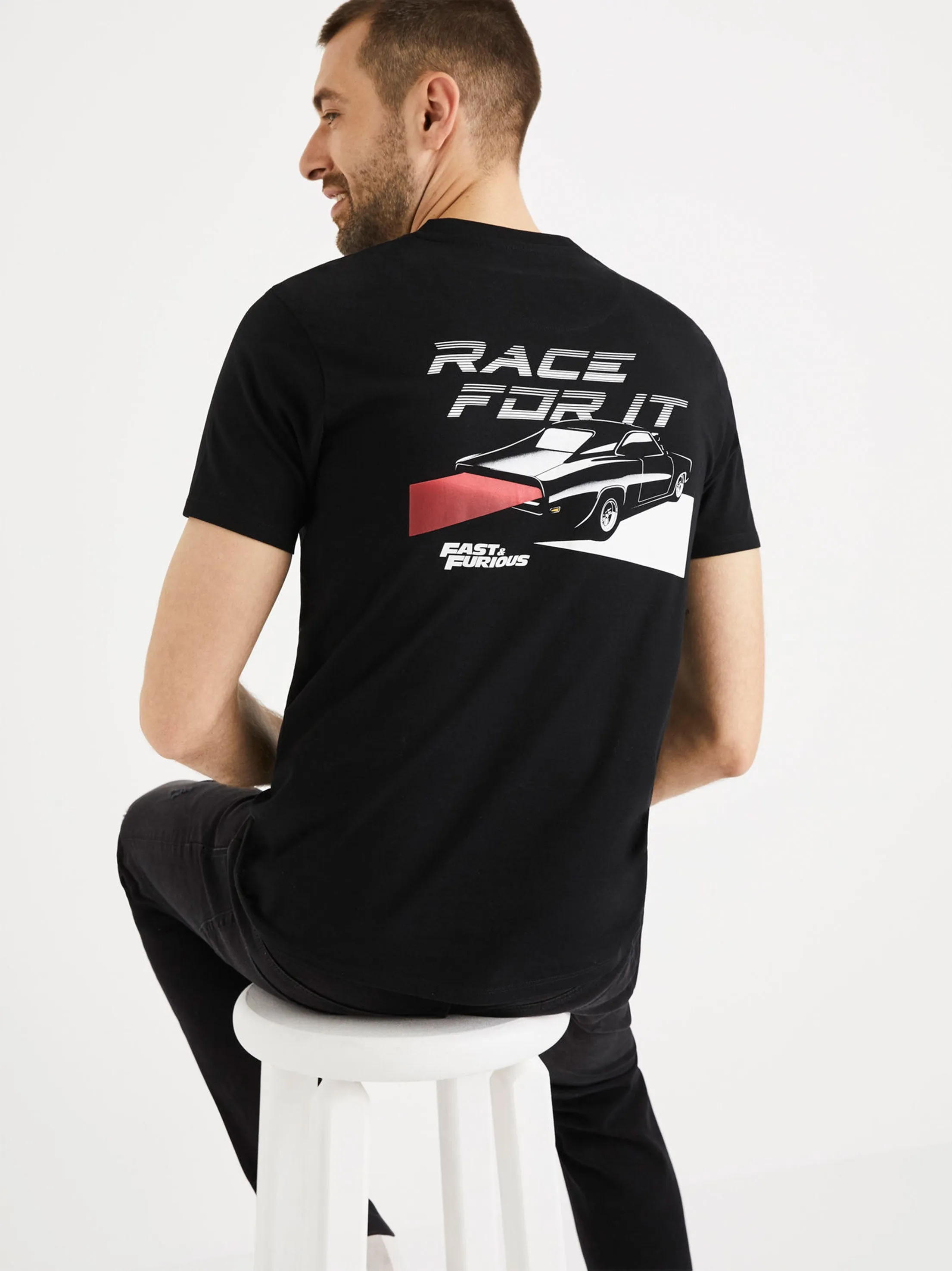 T-shirt Homme à Motifs Imprimés, Noir