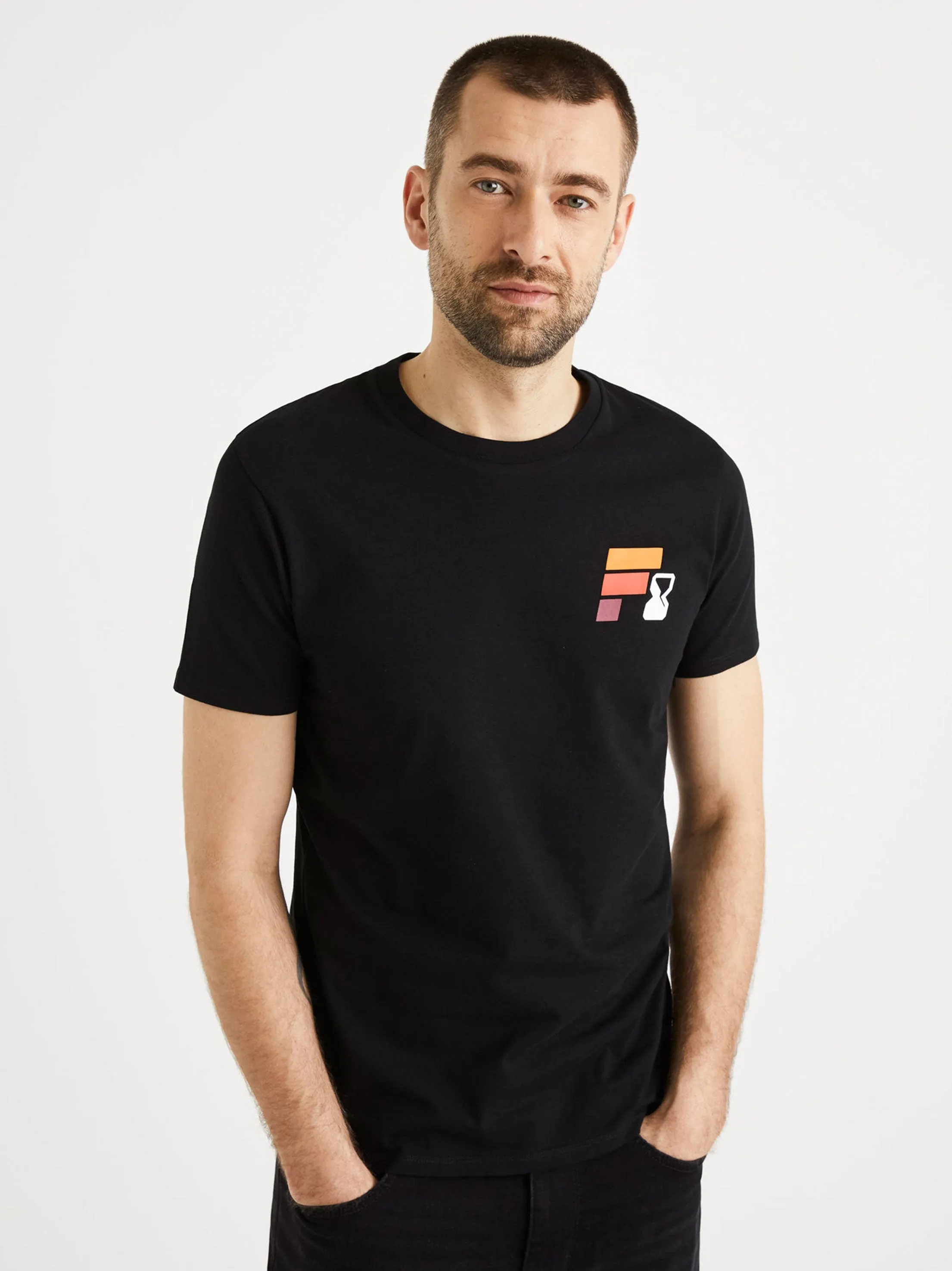 T-shirt Homme à Motifs Imprimés, Noir