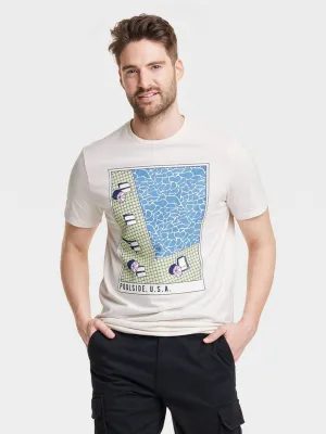 T-shirt graphique imprimé pour homme, crème