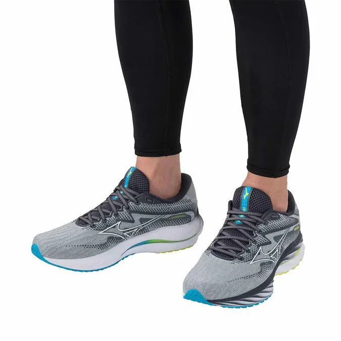 Mizuno Wave Rider 27 pour Homme Perle-Bleu-Blanc