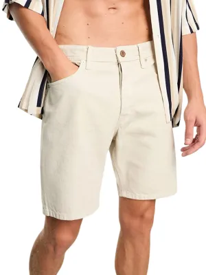 Short en denim uni pour hommes, beige clair